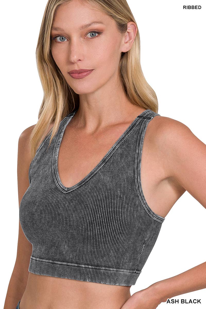42POPS - `.42POPS Premium Washed Seamless Rib Crop Tank