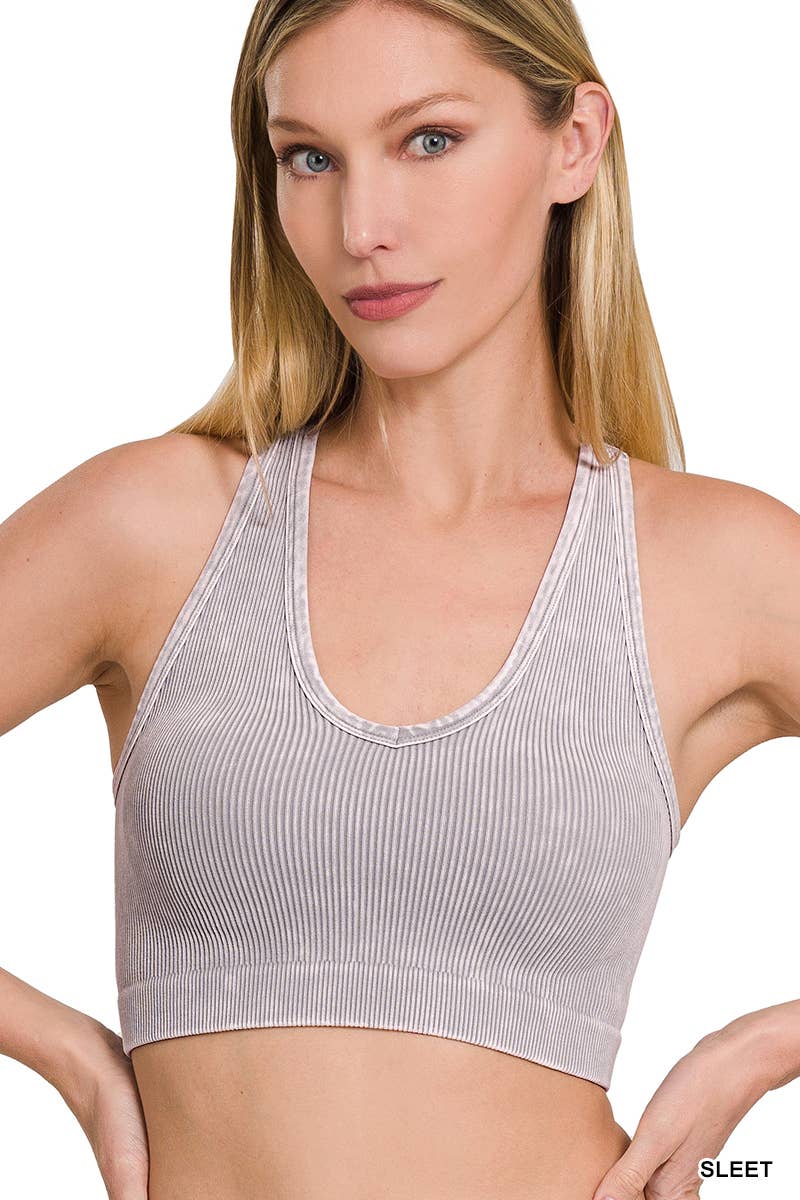 42POPS - `.42POPS Premium Washed Seamless Rib Crop Tank