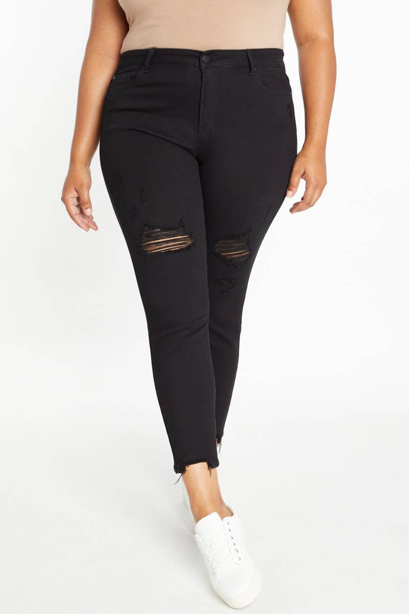 Curvy Distressed Ankle Skinny Jeans