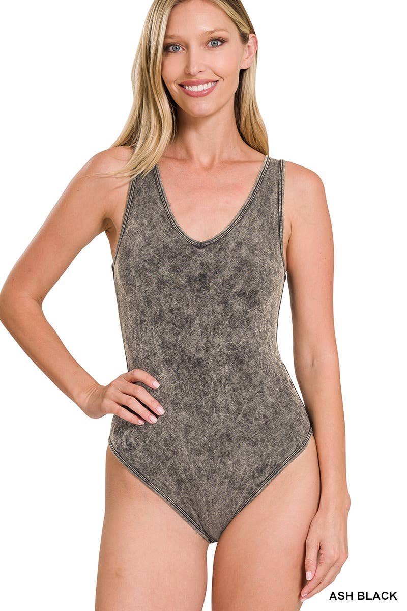 Mineral Wash Bodysuit W/ Snap Buttons