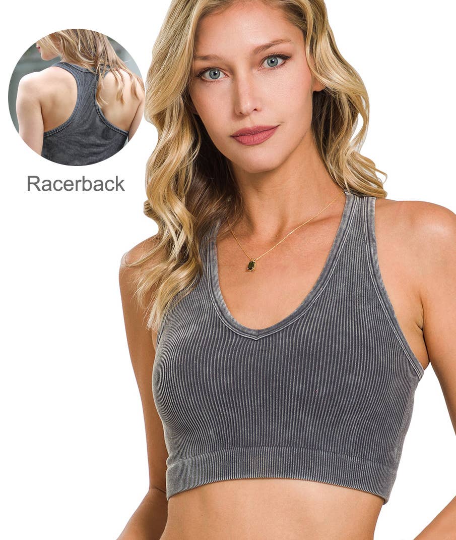 42POPS - `.42POPS Premium Washed Seamless Rib Crop Tank