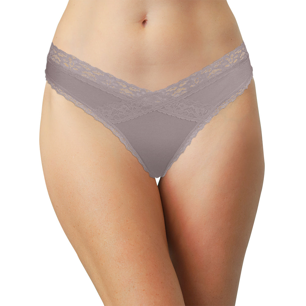 V-Front Modal Thong with Lace 3 Pack