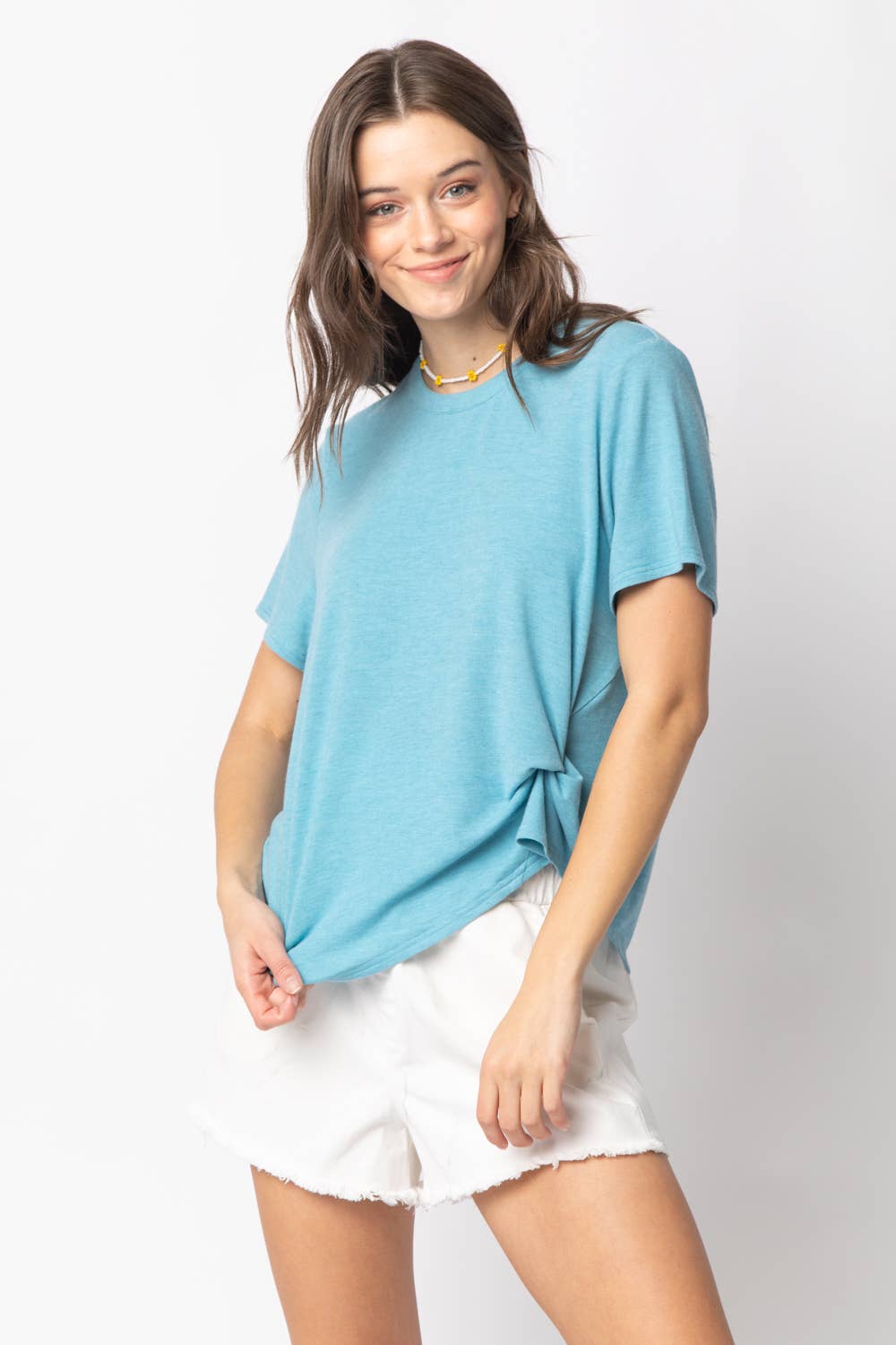 VERY J - NT10973-Twisted Hem Knit Top