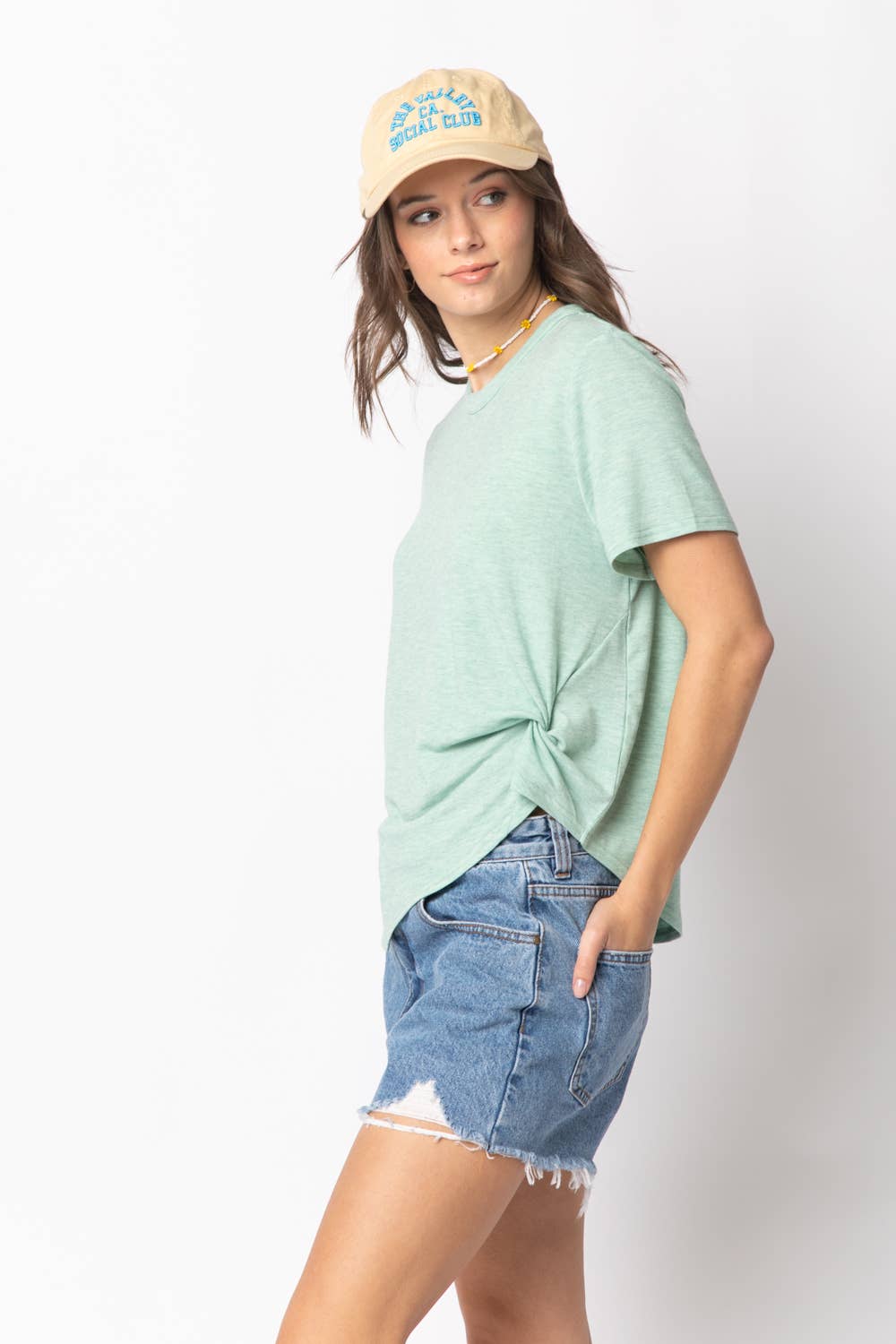 VERY J - NT10973-Twisted Hem Knit Top