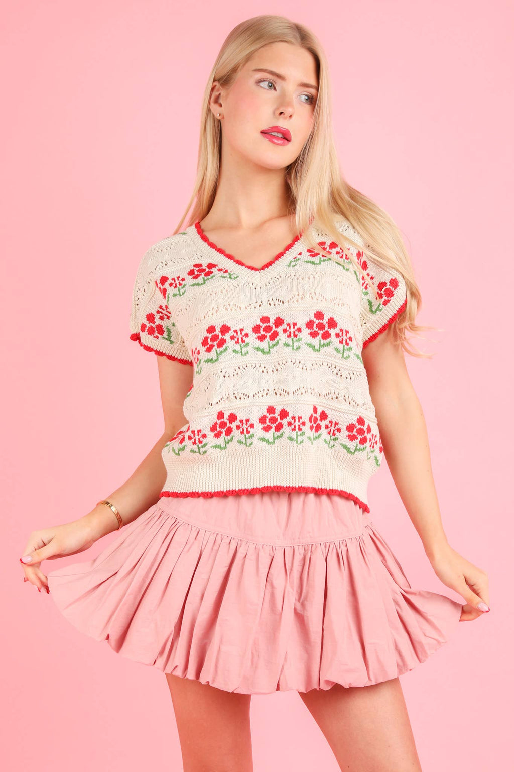 VERY J - NS50136-Bubble Mini Skirt with Inner Shorts