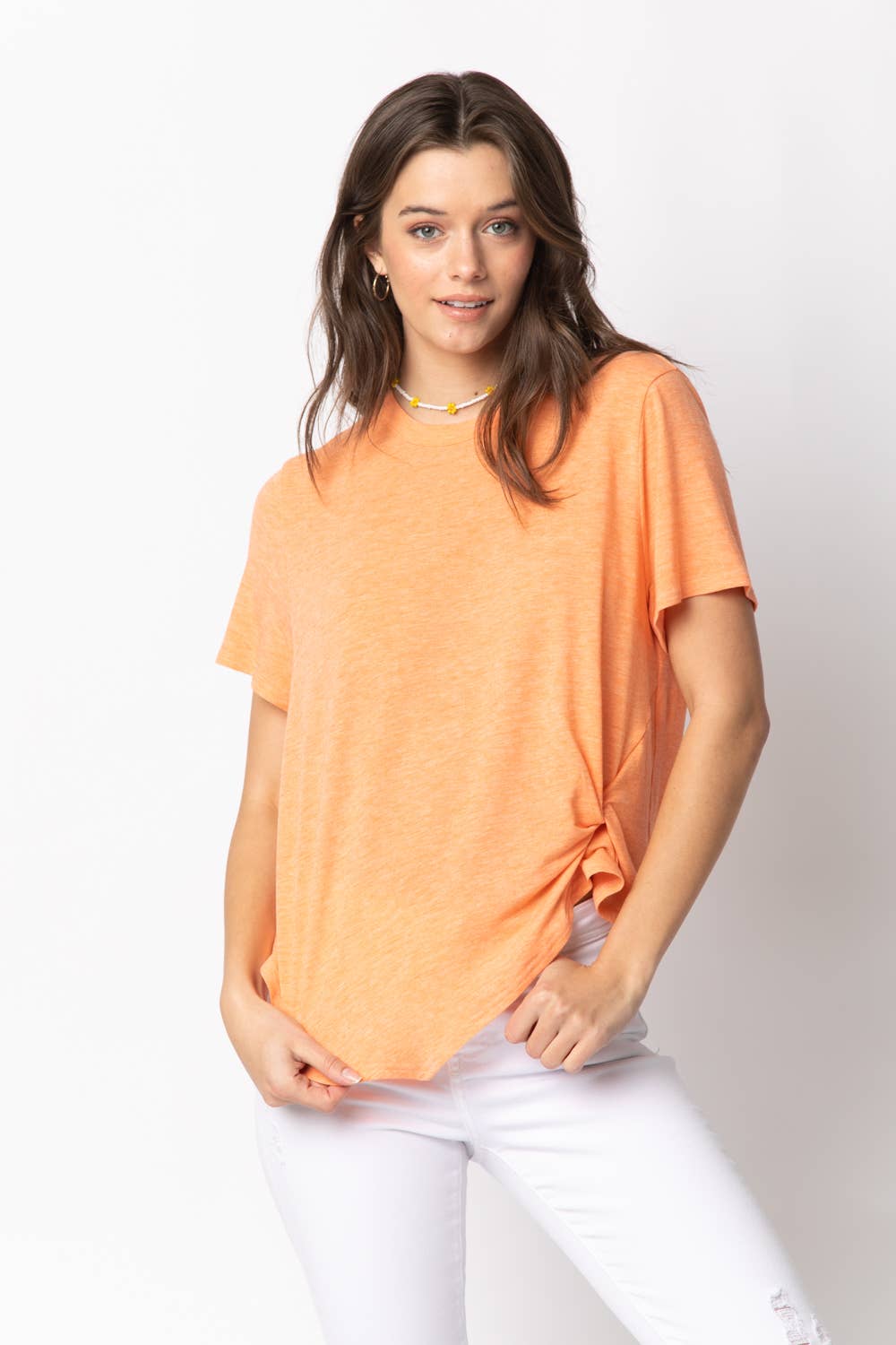 VERY J - NT10973-Twisted Hem Knit Top