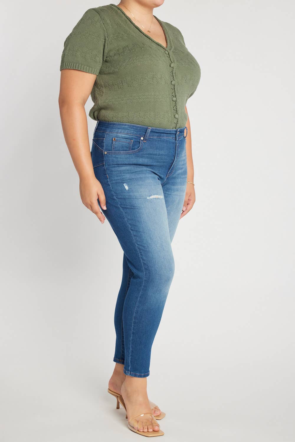 Curvy Distressed Ankle Skinny Jeans