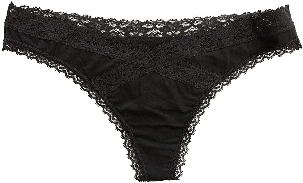 V-Front Modal Thong with Lace 3 Pack