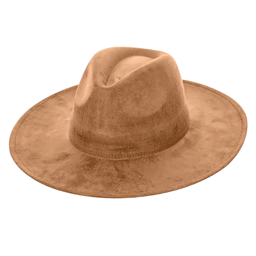 AdornWise - Vegan Suede Cowboy Hat - Flat Brim, Adjustable Fit
