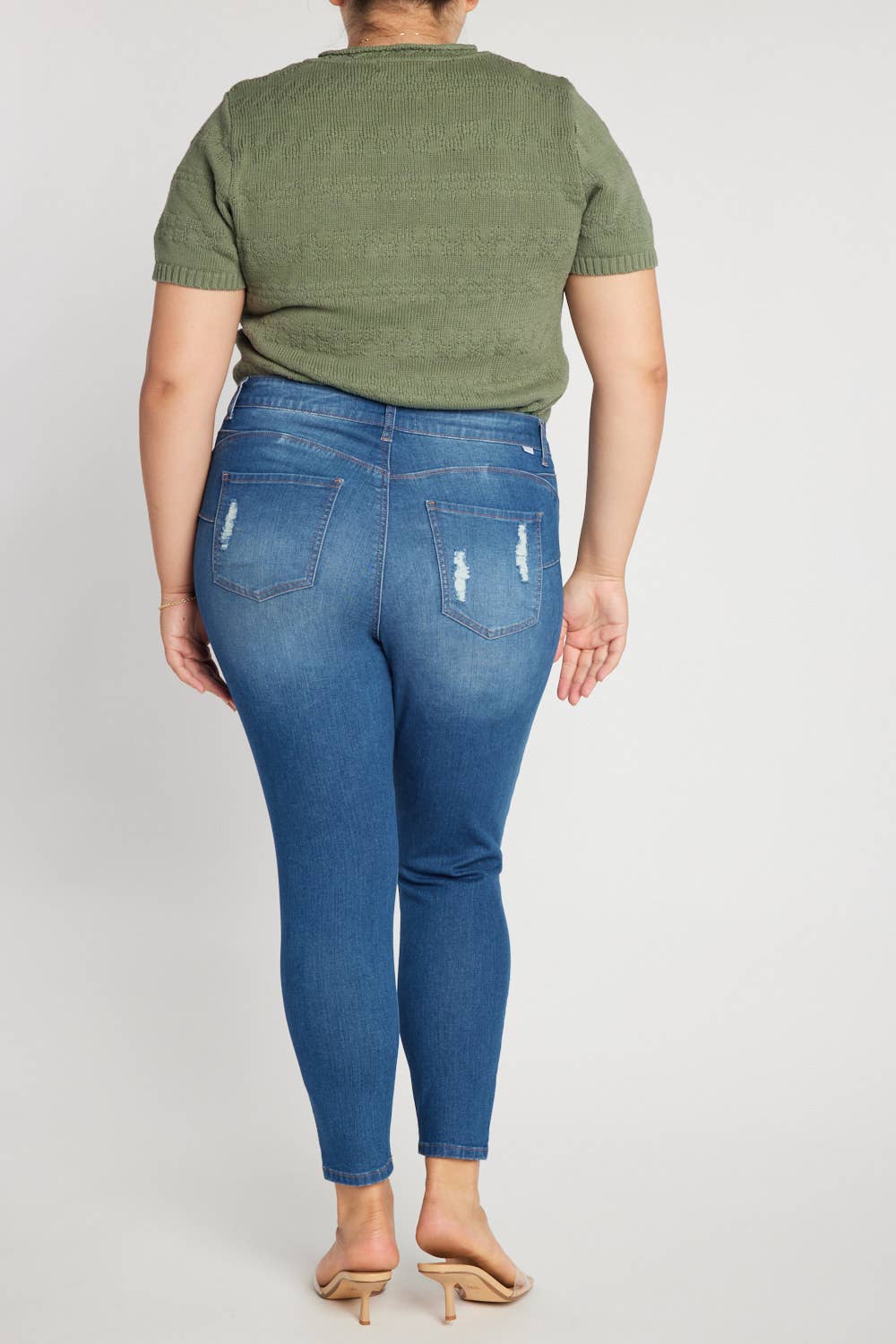 Curvy Distressed Ankle Skinny Jeans