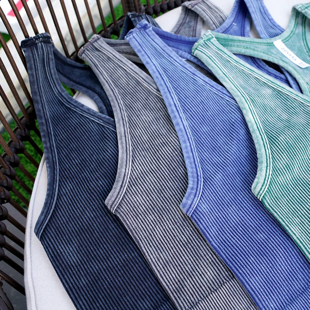 42POPS - `.42POPS Premium Washed Seamless Rib Crop Tank