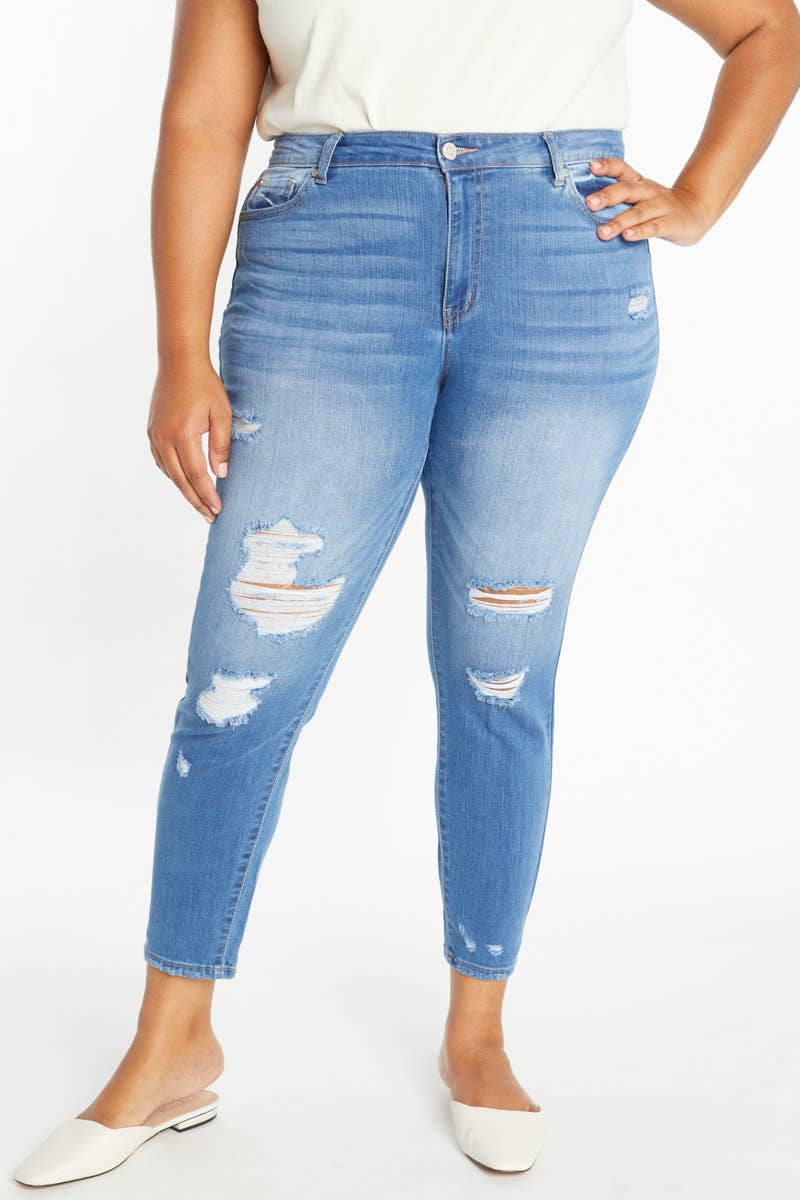 Curvy Distressed Ankle Skinny Jeans