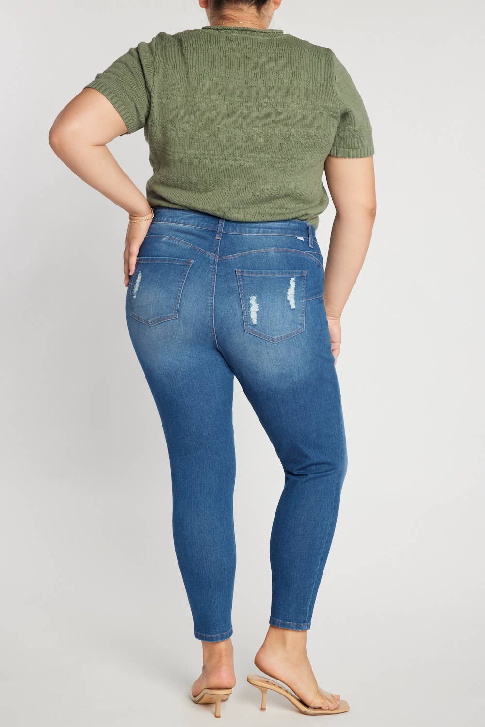 Curvy Distressed Ankle Skinny Jeans