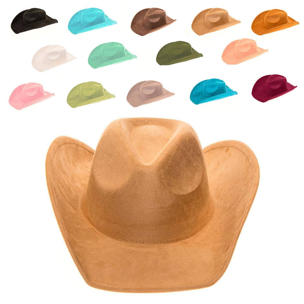 AdornWise - Vegan Suede Classic Cowboy Hat - Adjustable & Durable