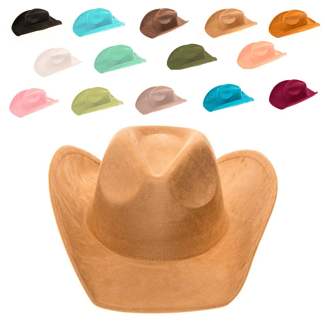 AdornWise - Vegan Suede Classic Cowboy Hat - Adjustable & Durable