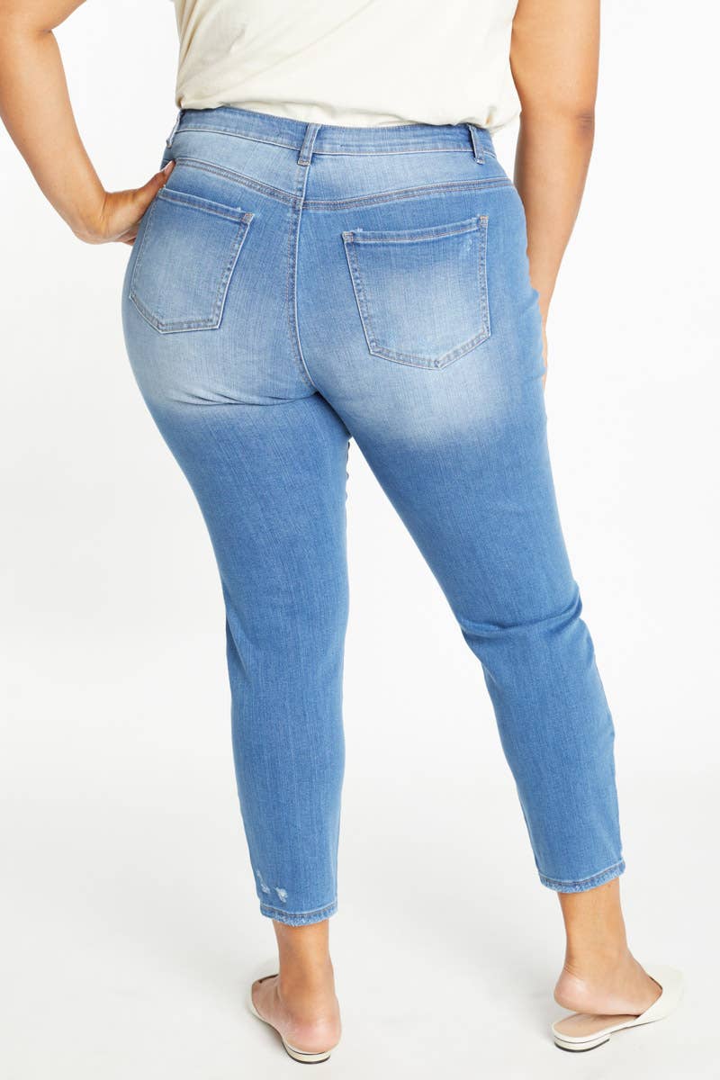 Curvy Distressed Ankle Skinny Jeans
