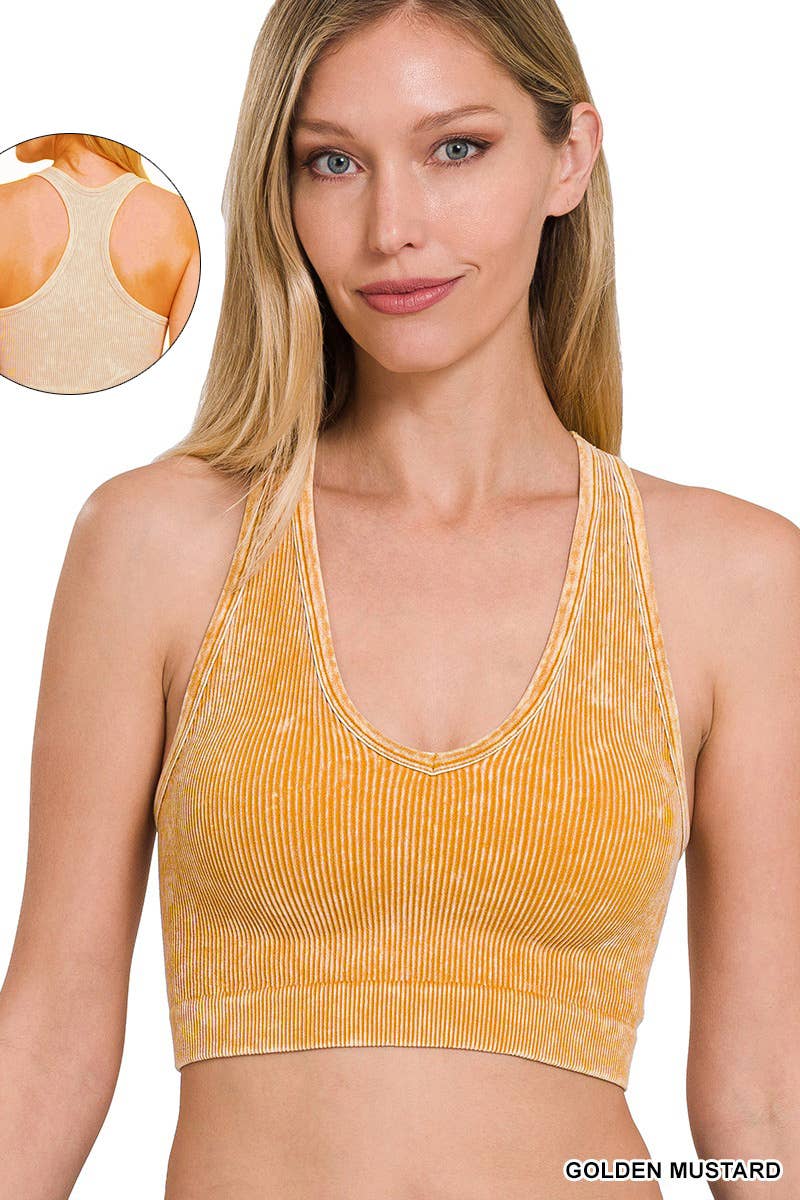 42POPS - `.42POPS Premium Washed Seamless Rib Crop Tank