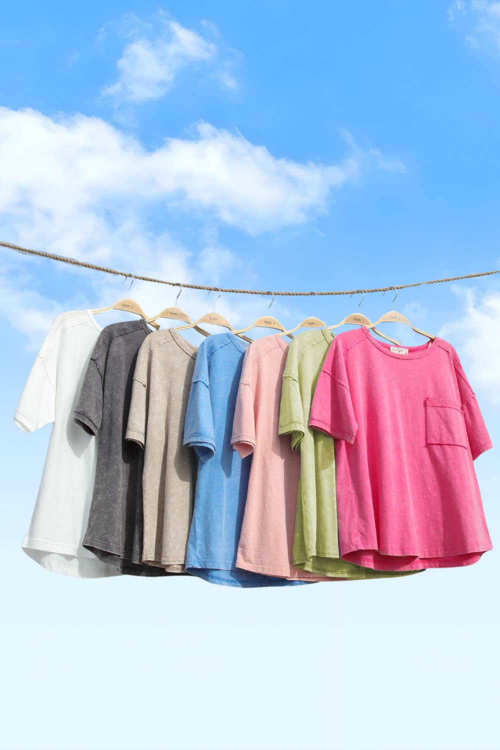 VERY J - NT11108-Mineral Washed Knit Top with Pocket