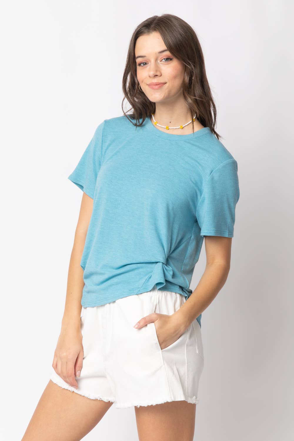 VERY J - NT10973-Twisted Hem Knit Top