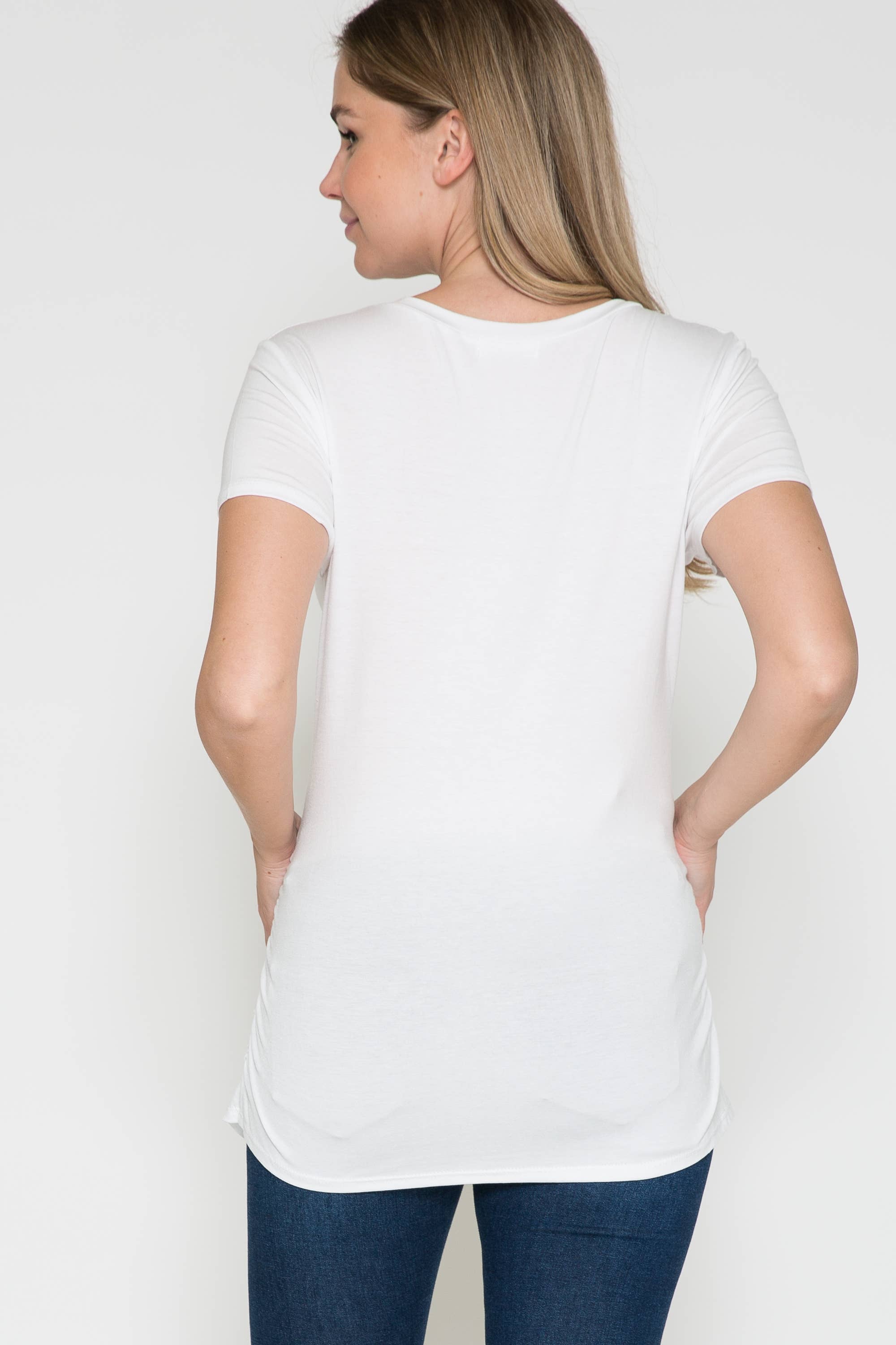 Story Teller - Maternity Round Neck Basic Leopard Print Graphic Tee Top