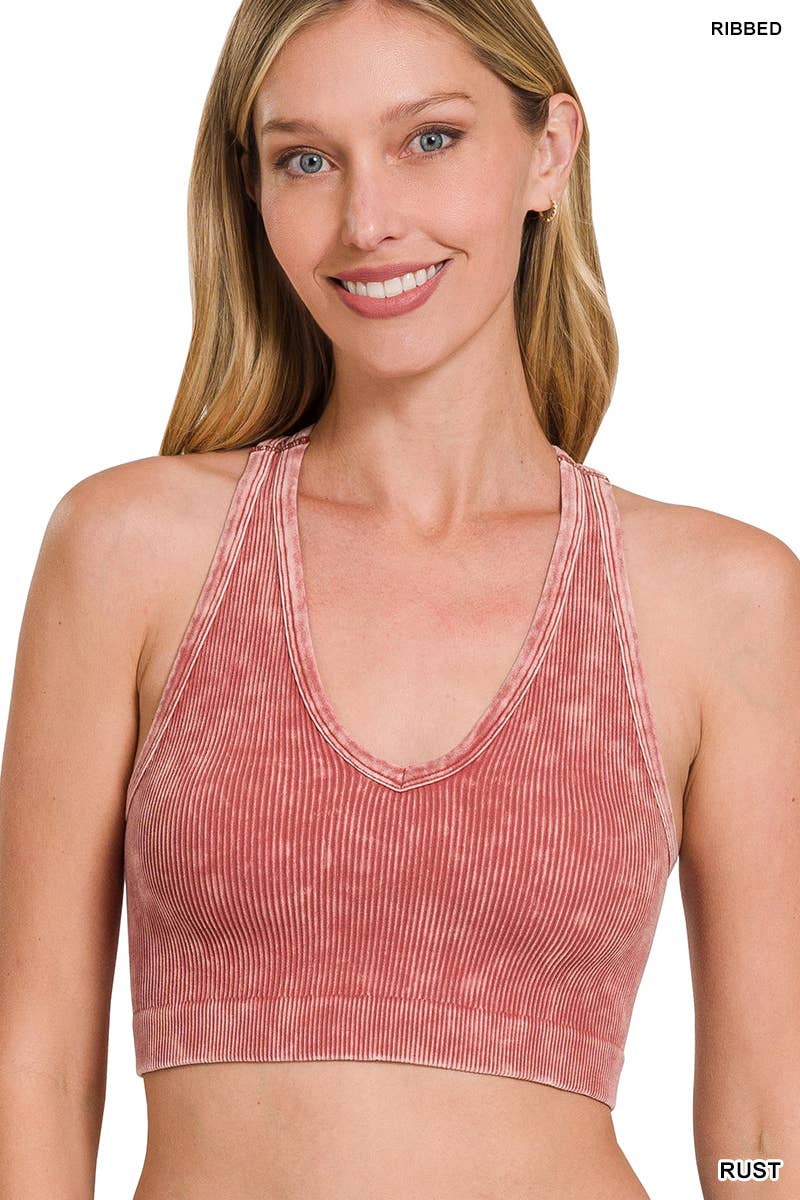 42POPS - `.42POPS Premium Washed Seamless Rib Crop Tank