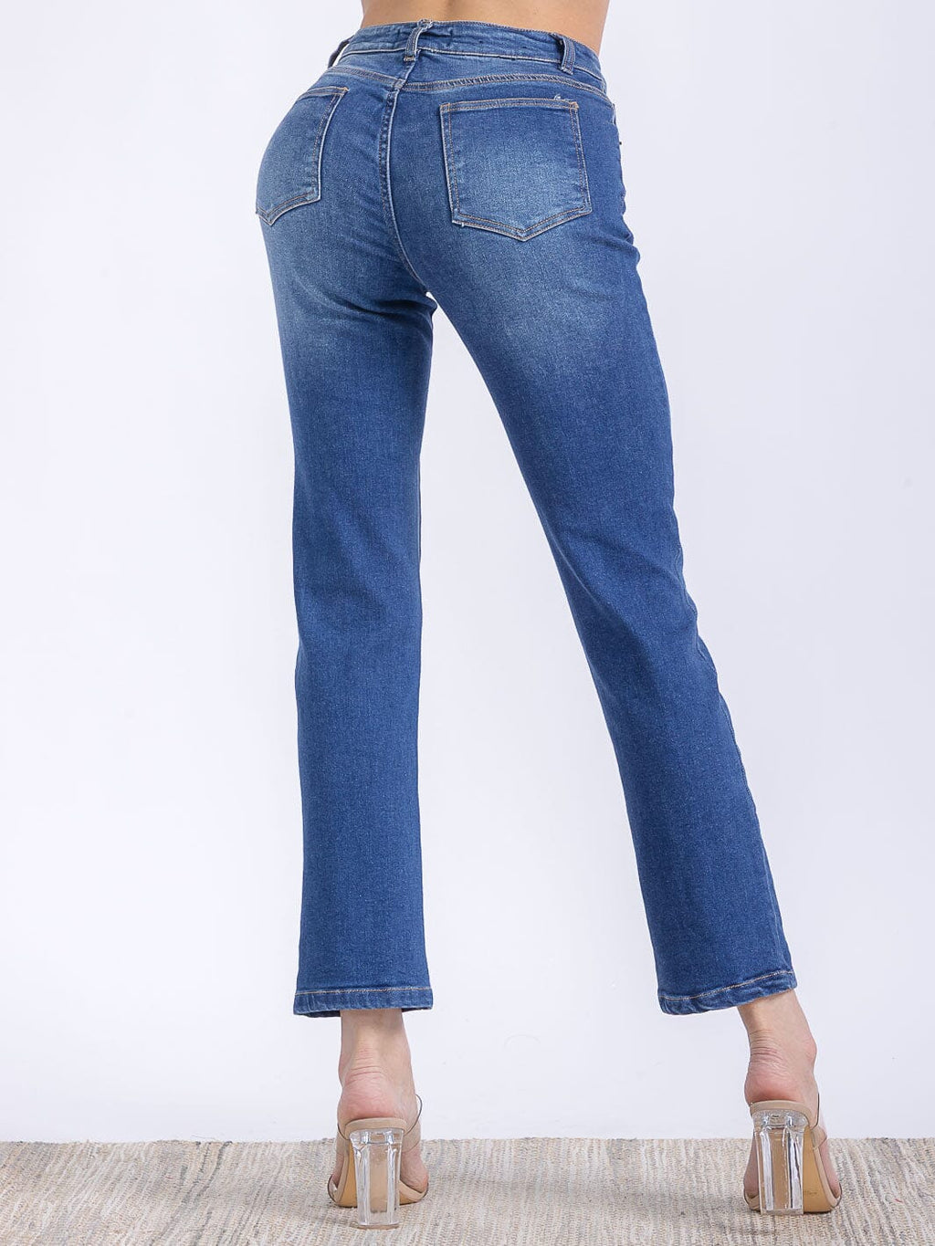 WASHED HIGH STRETCH DENIM PANTS