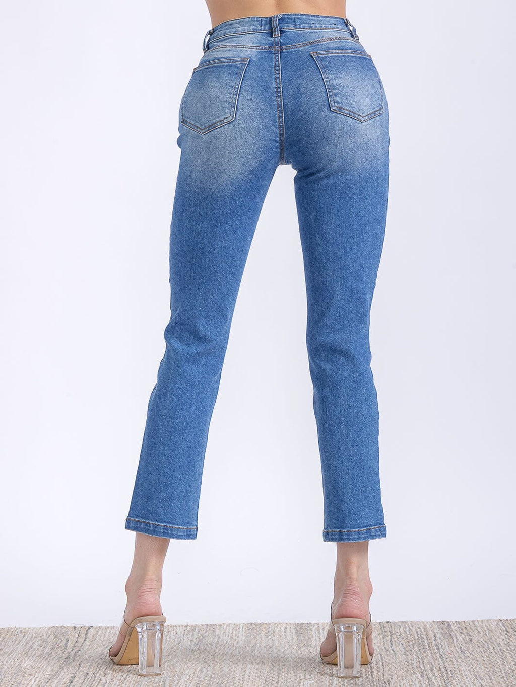 WASHED HIGH STRETCH DENIM PANTS