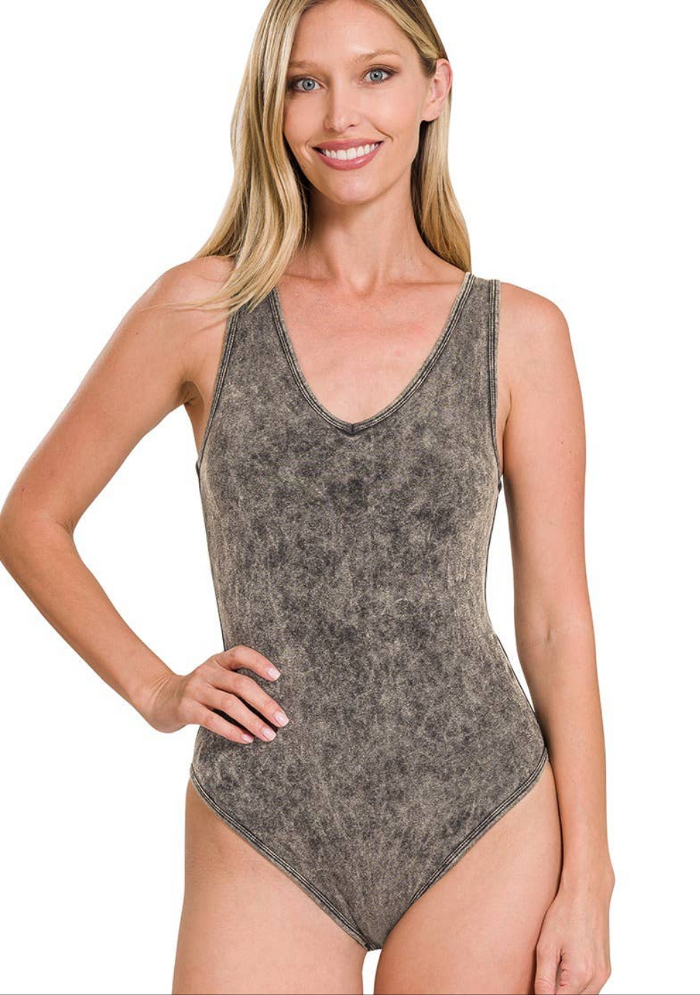 Mineral Wash Bodysuit W/ Snap Buttons