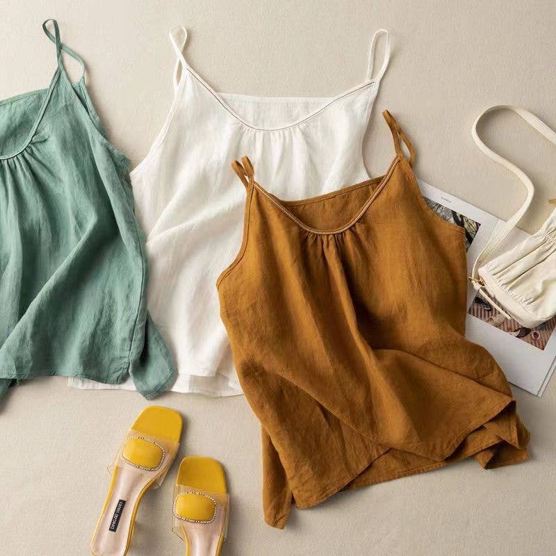 Hope & Sunshine - Cotton Linen Camisole Tank Top