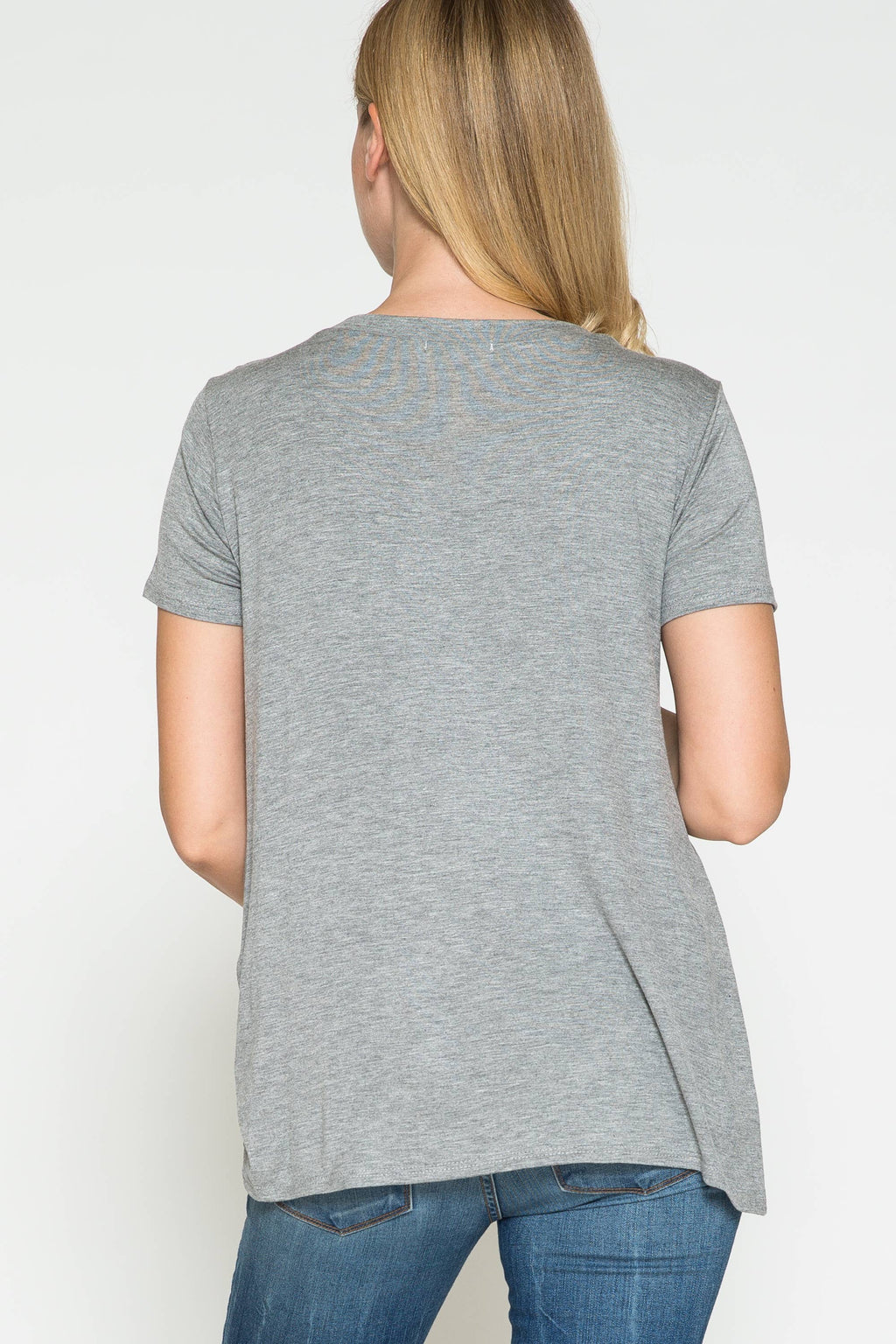 Story Teller - Maternity Round Neck Front Twist Knotted Solid Basic Top