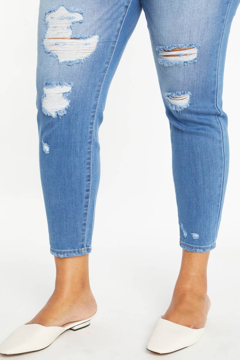 Curvy Distressed Ankle Skinny Jeans