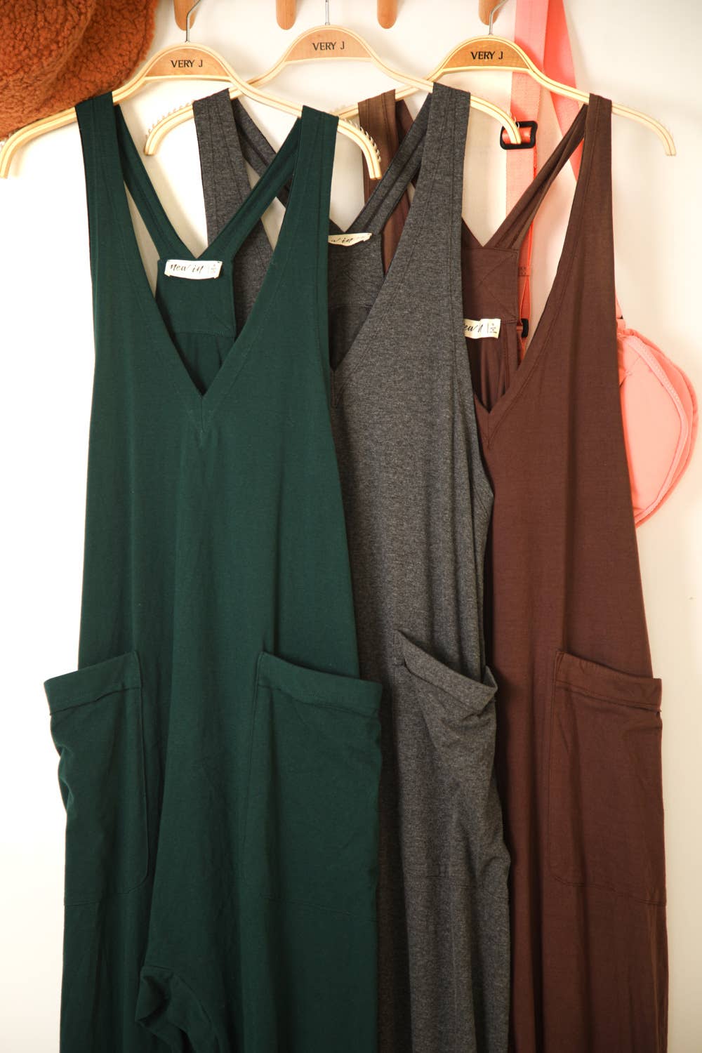 VERY J - NP70424-Casual Loose Fit Solid Knit Baggy Jumpsuit