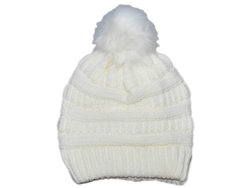 Buck Wholesale - Winter Beanie W/Fur Pom-Pom  - Warm Knit Soft Ladies Beanie