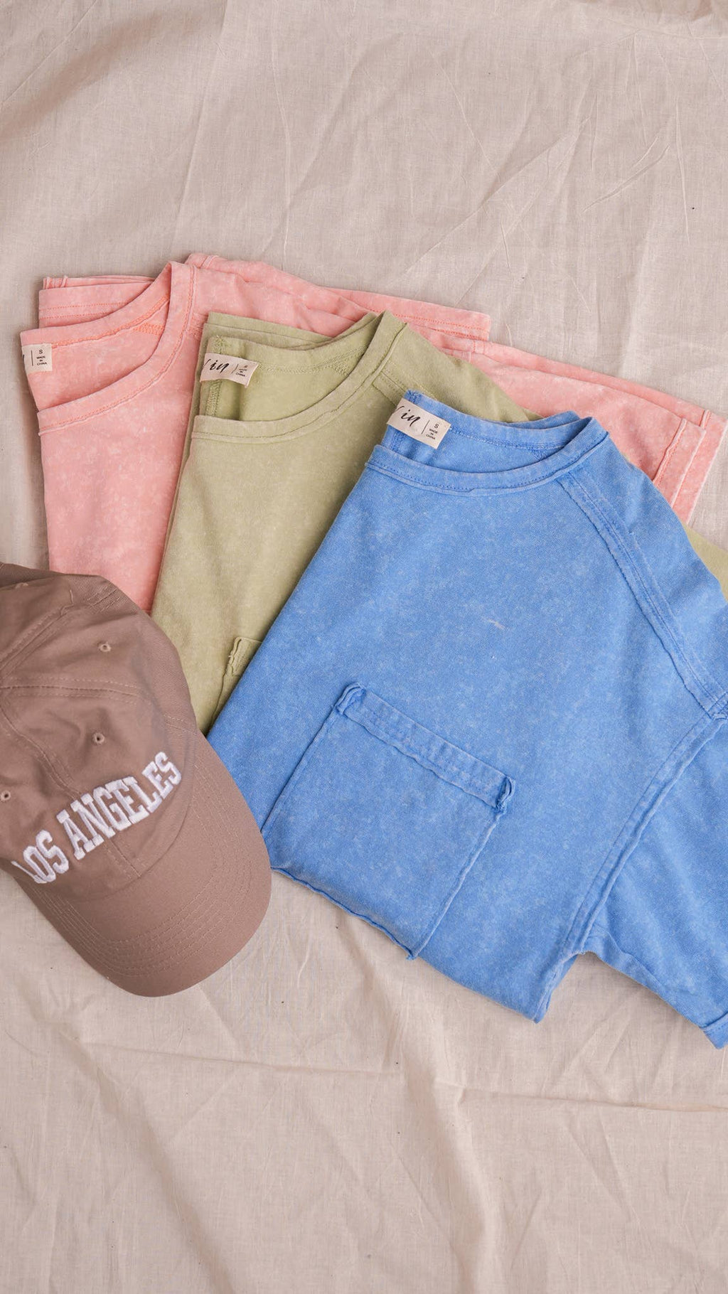 VERY J - NT11108-Mineral Washed Knit Top with Pocket