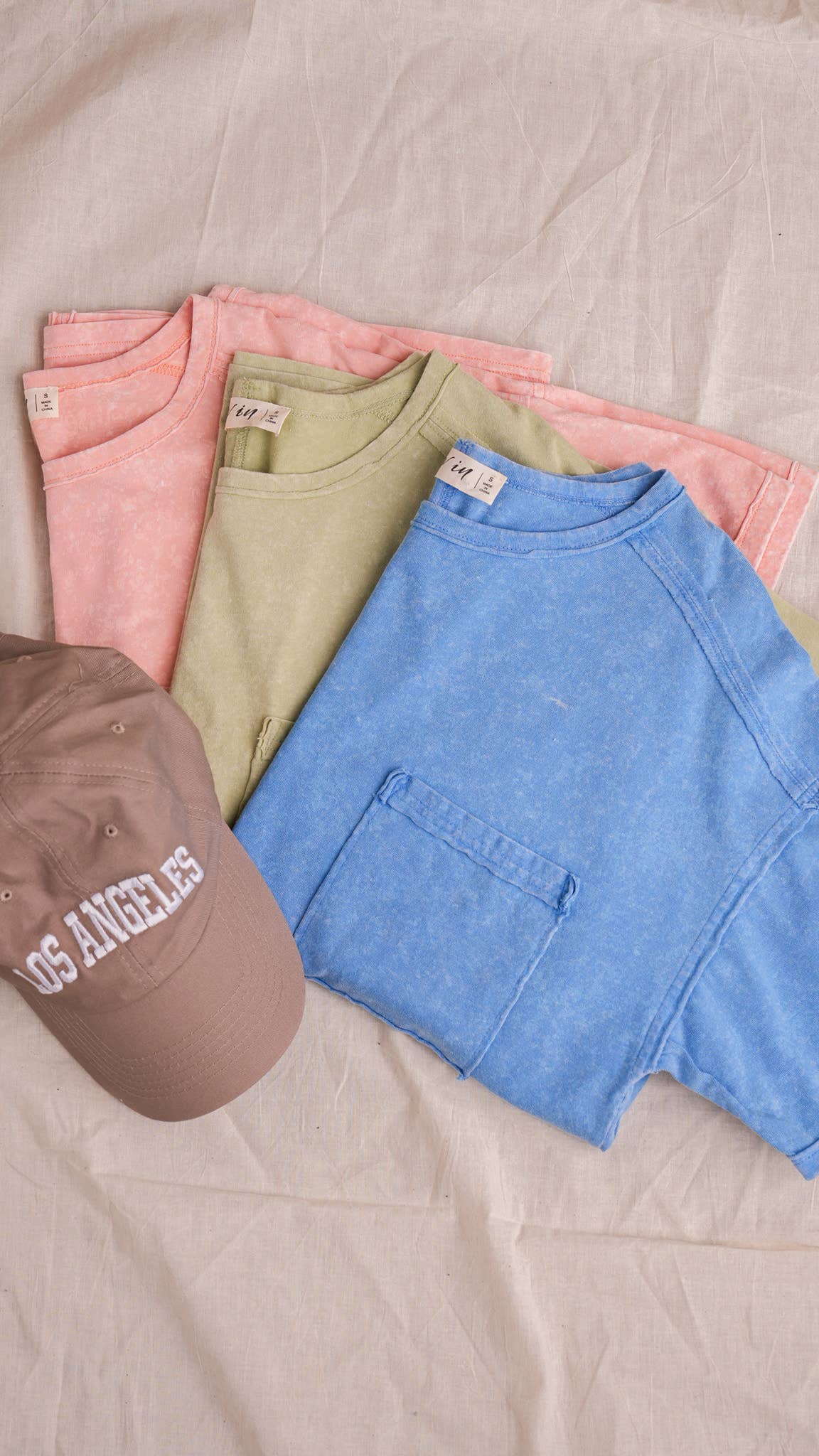 VERY J - NT11108-Mineral Washed Knit Top with Pocket