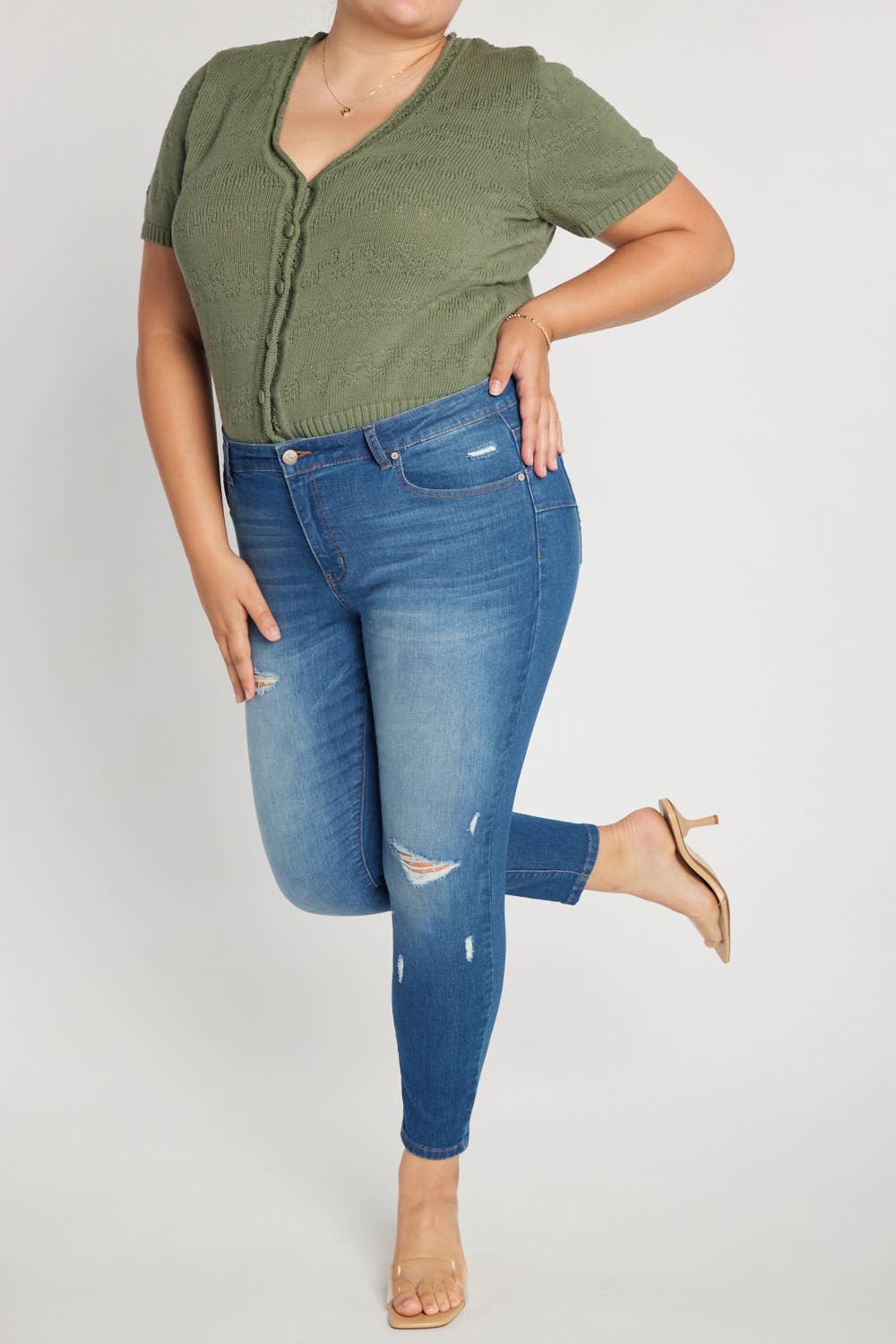Curvy Distressed Ankle Skinny Jeans