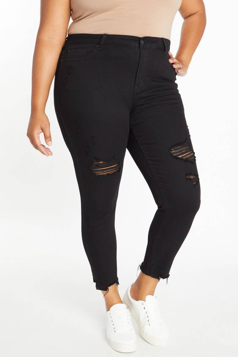 Curvy Distressed Ankle Skinny Jeans
