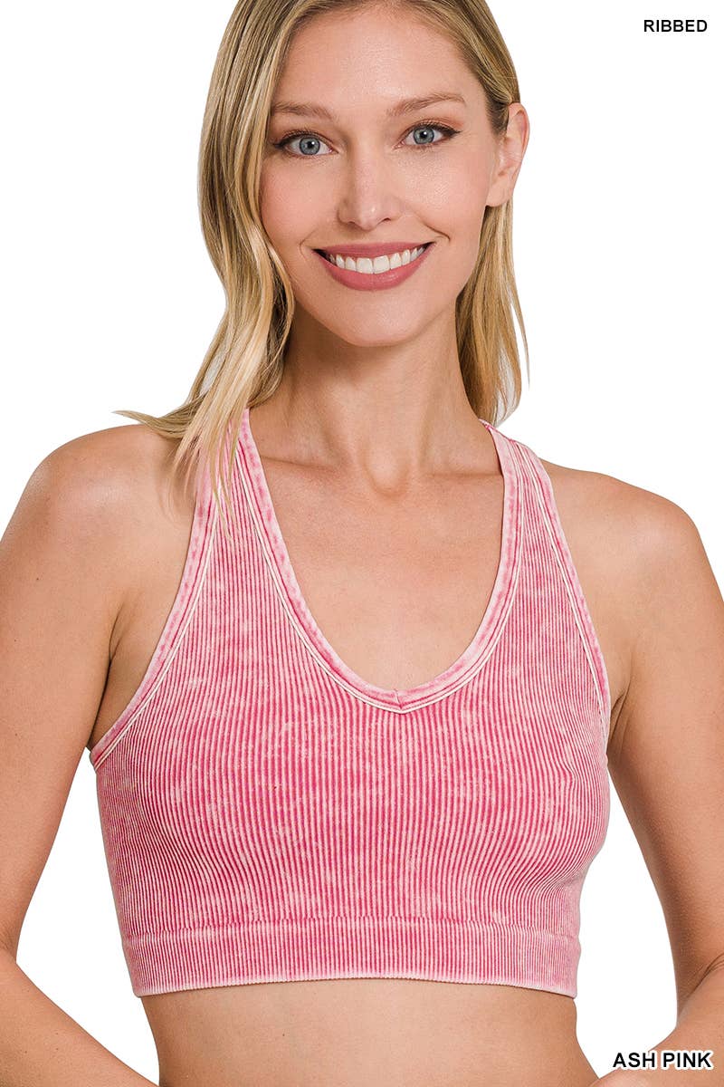 42POPS - `.42POPS Premium Washed Seamless Rib Crop Tank