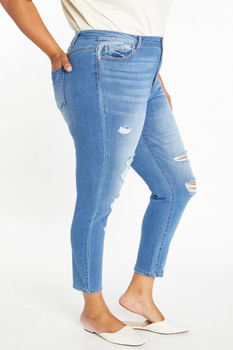 Curvy Distressed Ankle Skinny Jeans