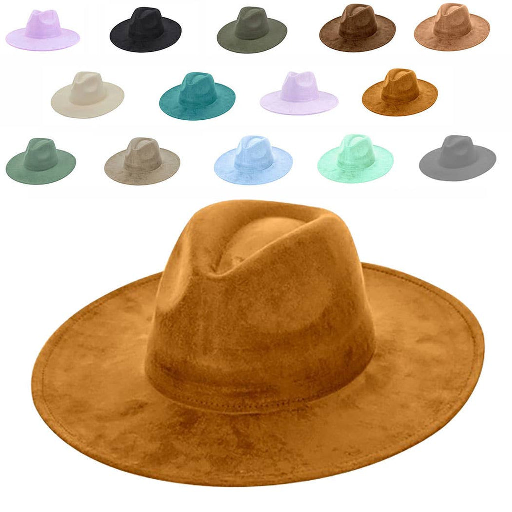 AdornWise - Vegan Suede Cowboy Hat - Flat Brim, Adjustable Fit