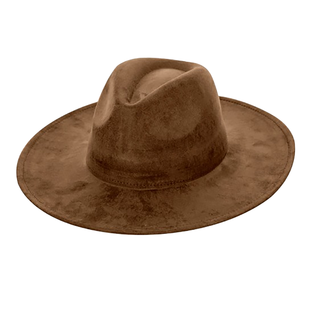 AdornWise - Vegan Suede Cowboy Hat - Flat Brim, Adjustable Fit