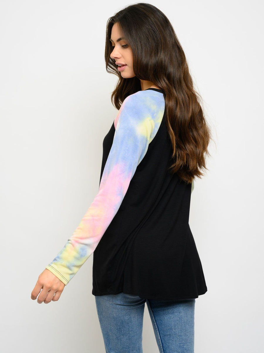 Women’s Long Sleeve Contrast Tie Dye Top