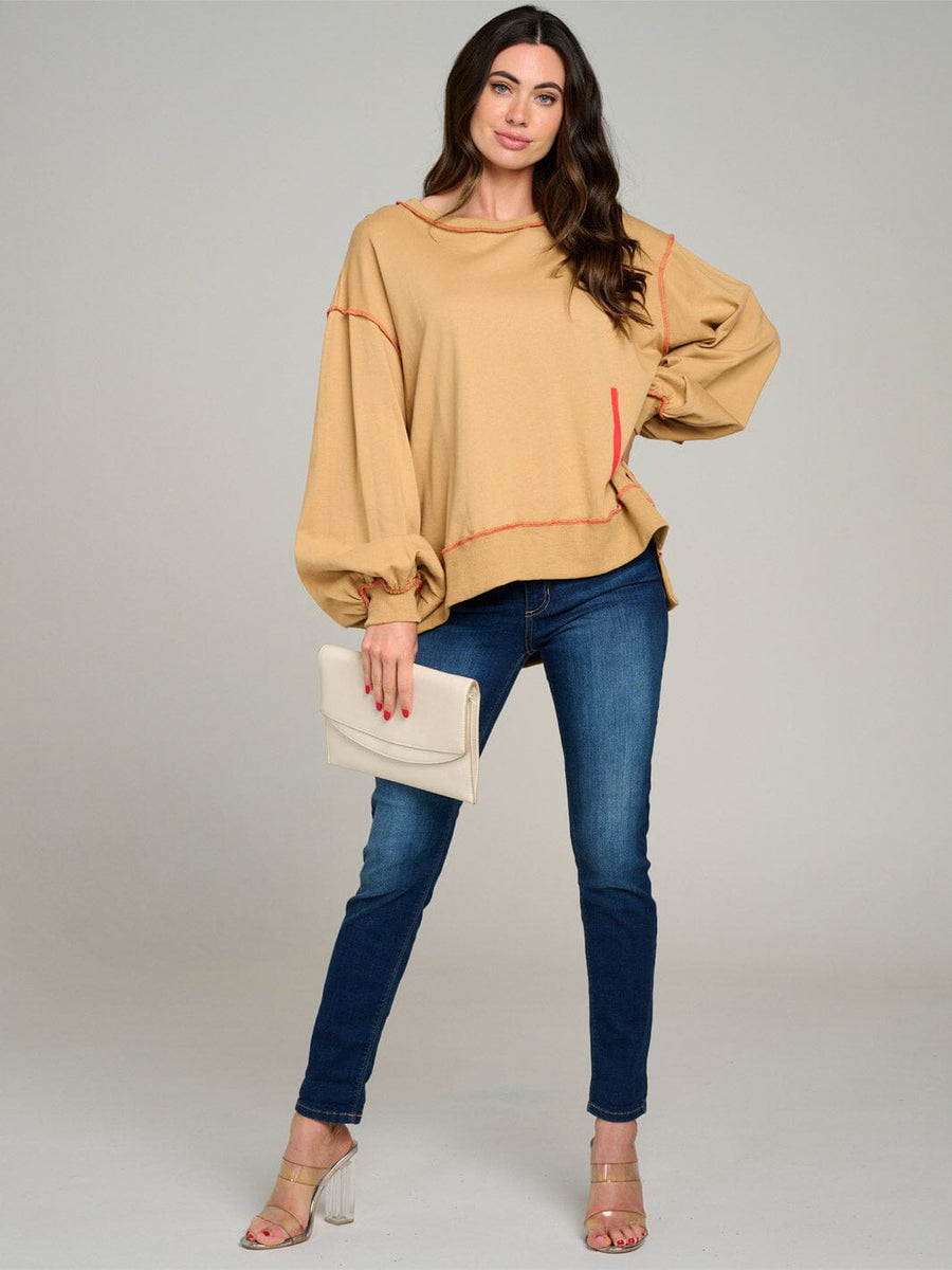 LONG SLEEVE GRAPHIC HIGH-LOW OVERSIZED TOP