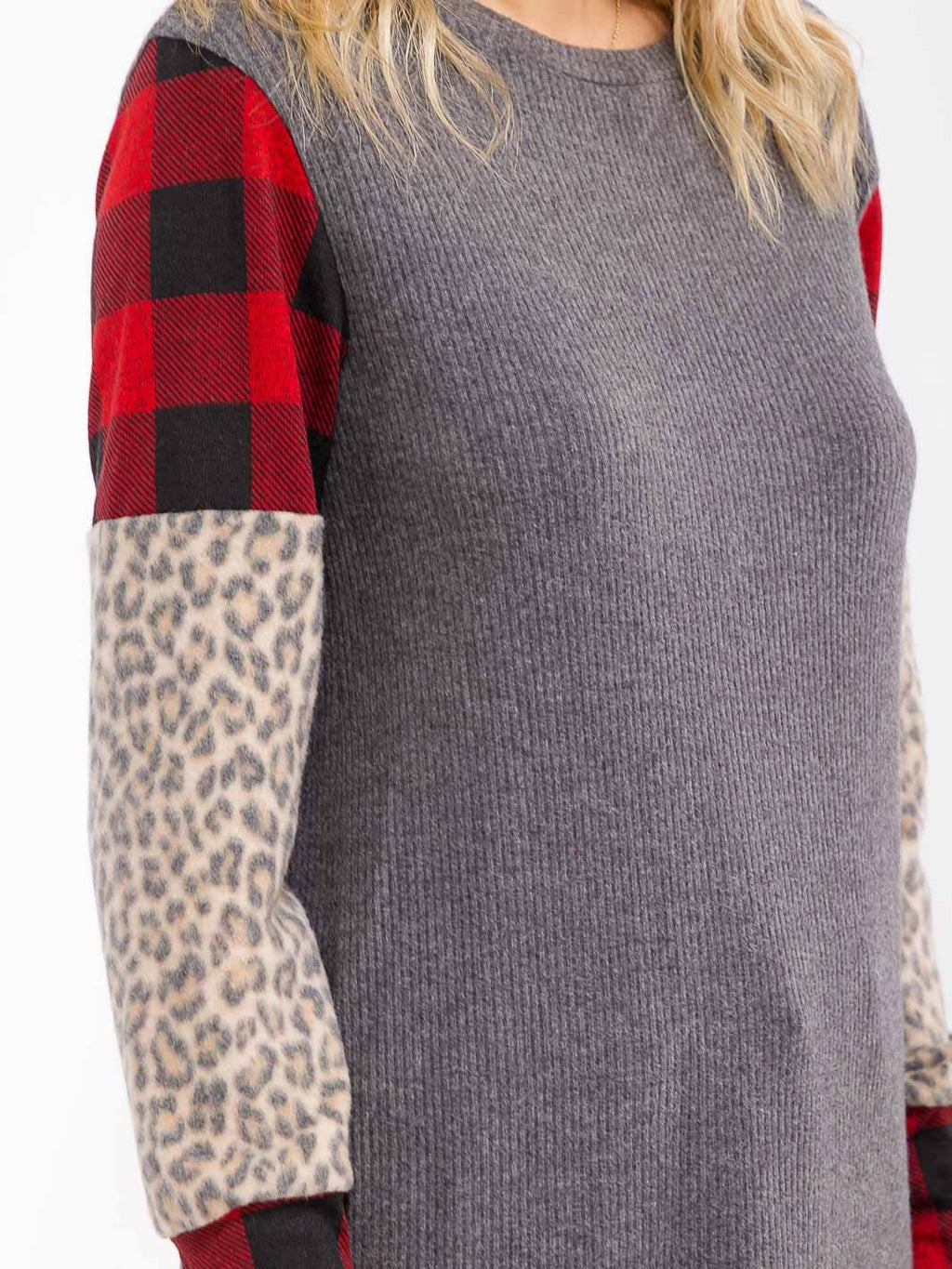 WOMEN'S LONG SLEEVE COLORBLOCK CONTRAST PRINT LOOSE FIT