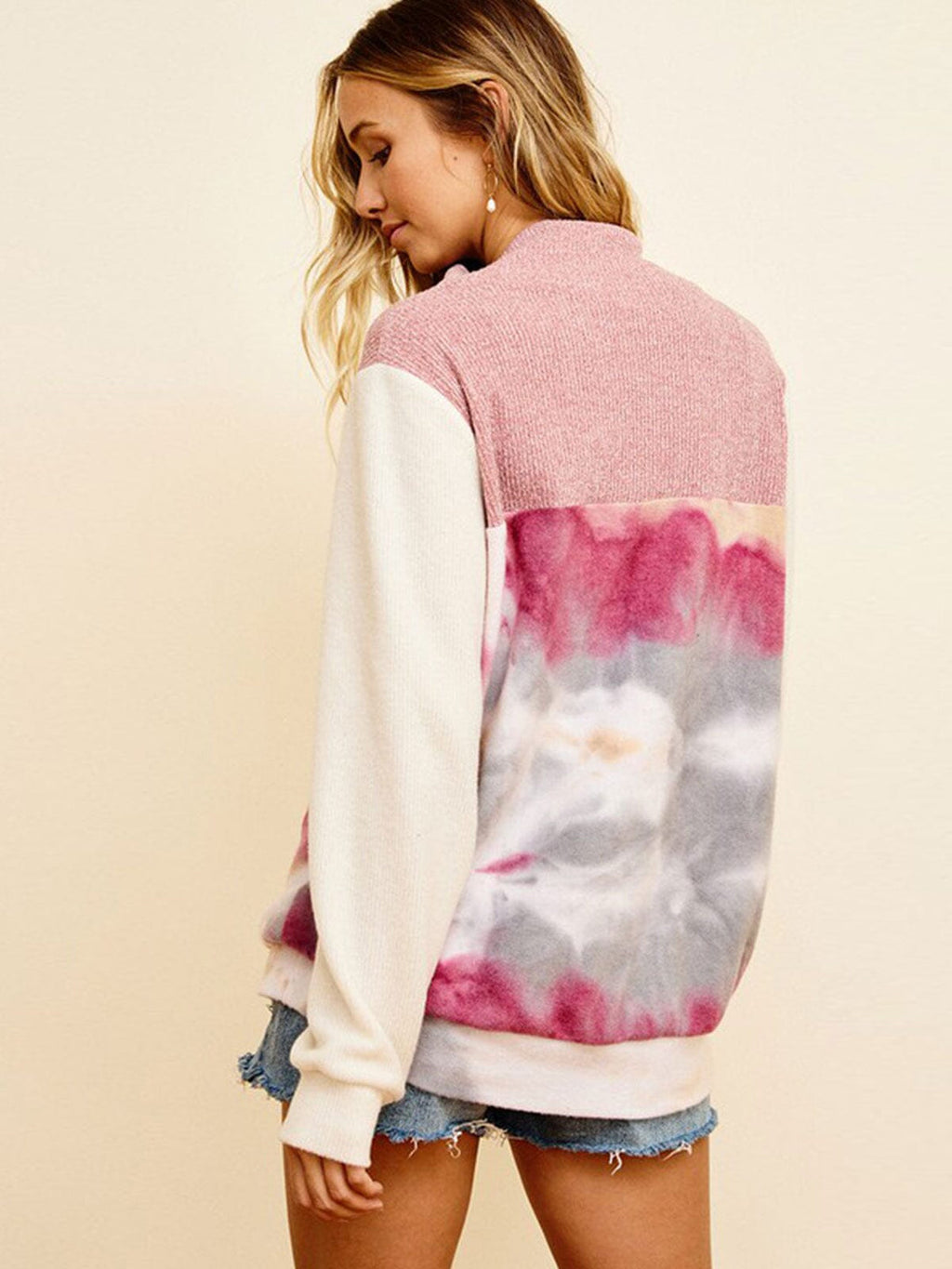 Women’s Long Sleeve Button-Up Tie Dye Pullover Sweater