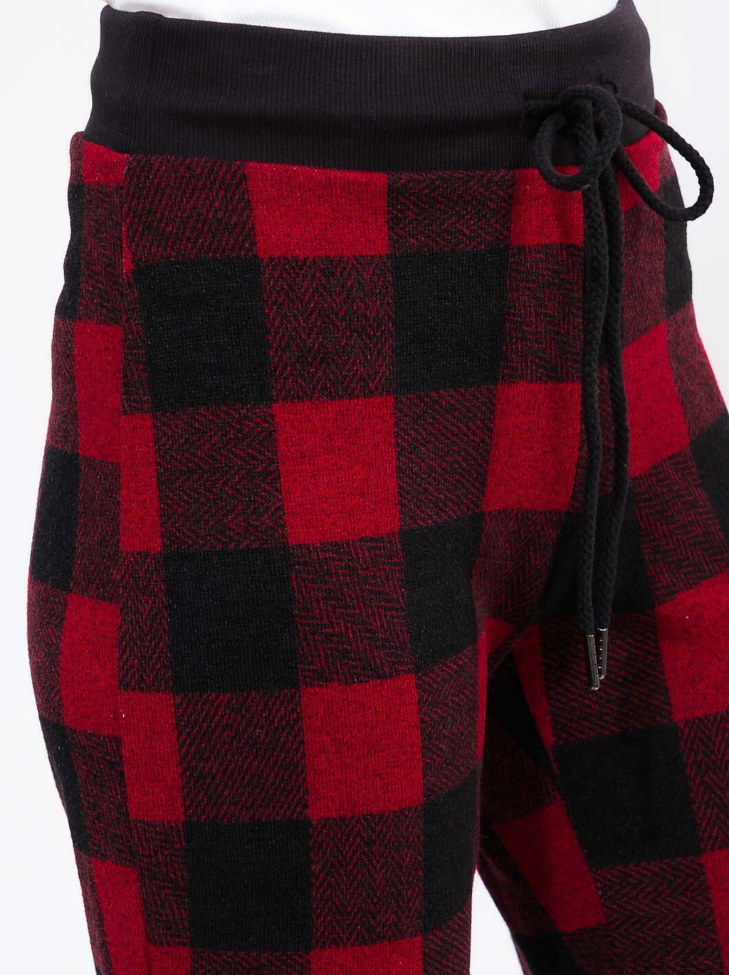 SELF TIE PLAID JOGGER PANTS