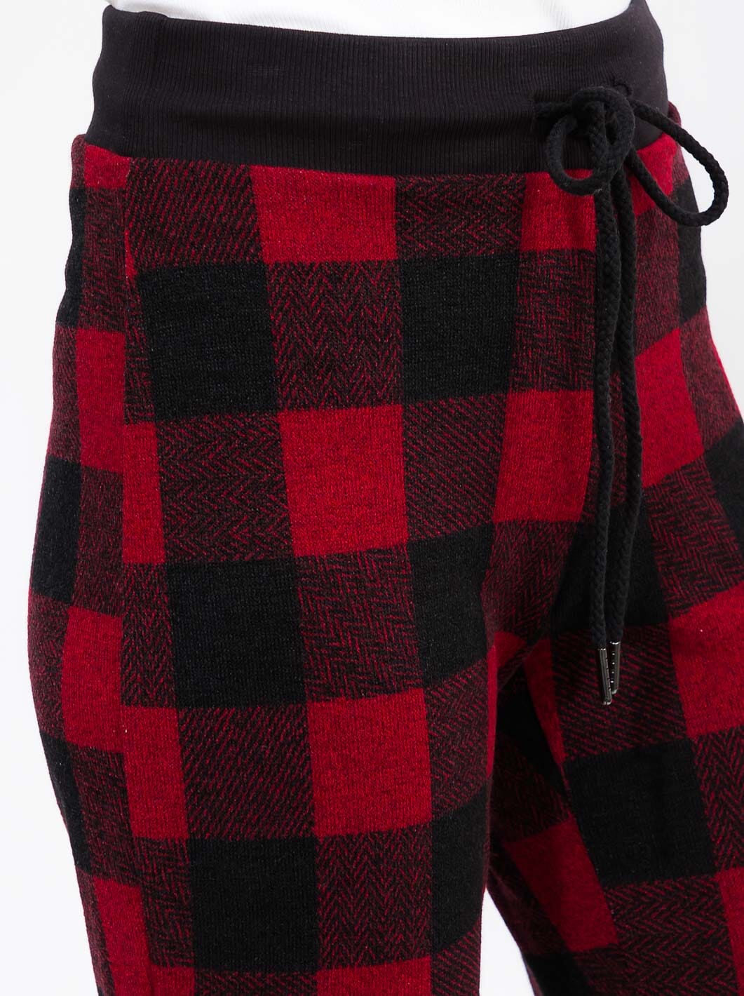 SELF TIE PLAID JOGGER PANTS