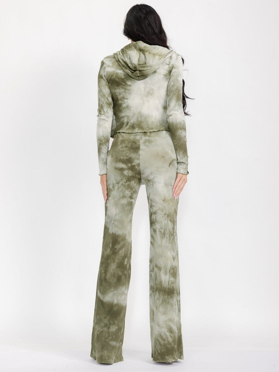 LONG SLEEVE CARDIGAN WITH CROP TOP & WIDE LEG PANTS 3PC. SET