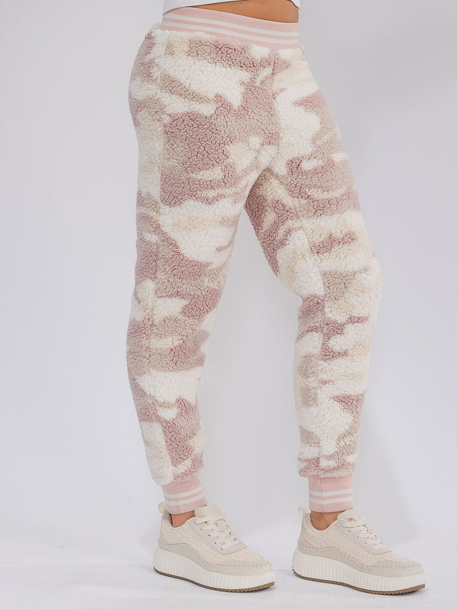 SHERPA CAMO PRINT JOGGER PANTS